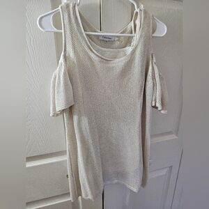 Calvin Klein Cream Cold Shoulder Top